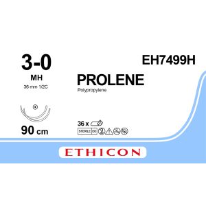 Prolene blauw 3-0, MH naald, EH7499H, 36 stuks