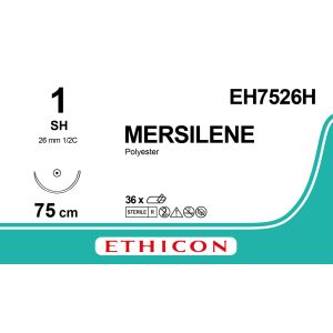 Mersilene groen 1, SH naald, EH7526H, 36 stuks