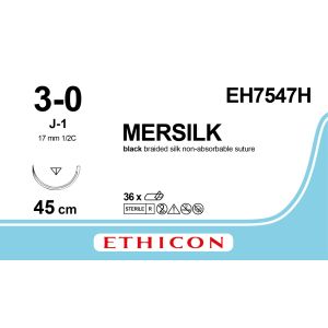 Silk zwart 3-0, J-1 naald, EH7547H, 36 stuks