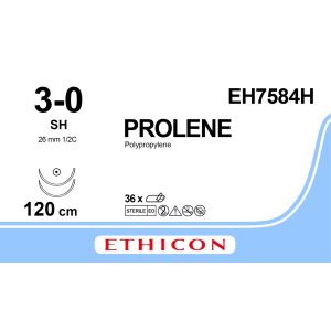 Prolene blauw 3-0, SH naald, EH7584H, 36 stuks