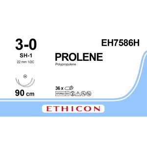 Prolene blauw 3-0, SH-1 naald, EH7586H, 36 stuks