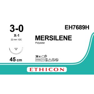 Mersilene groen 3-0, X-1 naald, EH7689H, 36 stuks