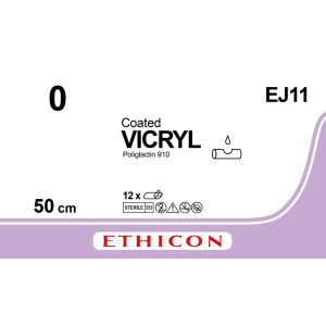 Vicryl gecoat violet 0, EES ENDOLOOP naald, EJ11, 12 stuks