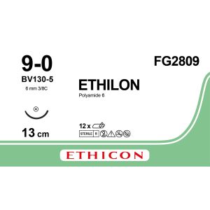 Ethilon zwart 9-0, BV130-5 naald, FG2809, 12 stuks