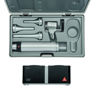 Heine G100 spleetverlichtingskop, BETA4 NT oplaadbaar handvat met NT4 tafeloplader, specula's en koffer, LED