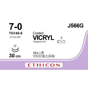 Vicryl gecoat violet 7-0, TG140-8 naald, J566G, 12 stuks