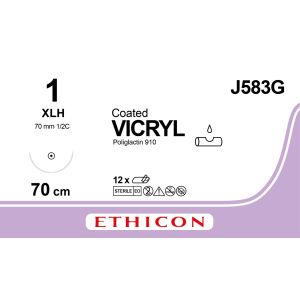 Vicryl gecoat gevlochten violet 1, XLH naald, J583G, 12 stuks