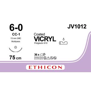 Vicryl gecoat violet 6-0, CC-1 MP naald, JV1012, 36 stuks