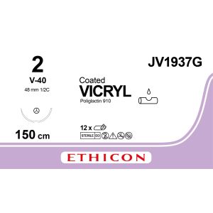 Vicryl gecoat violet 2, V-40 LP naald, JV1937G, 12 stuks