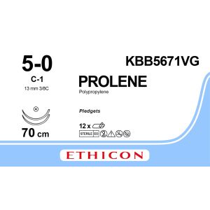 Prolene blauw 5-0, C-1 +RC PLDGT FRM naald, KBB5671VG, 12 stuks