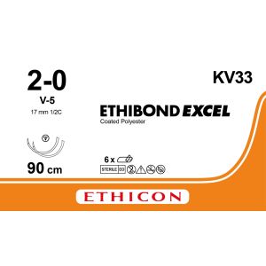 Ethibond Excel groen/wit 2-0, V-5 naald, KV33, 6 stuks