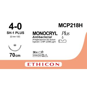 Monocryl Plus violet 4-0, SH-1 PLUS naald, MCP218H, 36 stuks