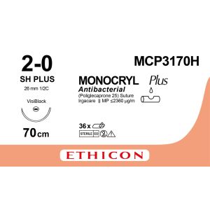 Monocryl Plus violet 2-0, SH PLUS VB naald, MCP3170H, 36 stuks