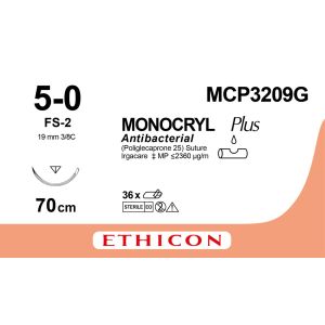 Monocryl Plus ongekleurd 5-0, FS-2 naald, MCP3209G, 12 stuks