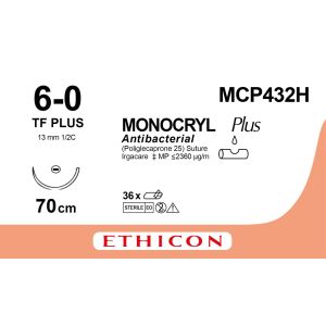 Monocryl Plus violet 6-0, TF PLUS naald, MCP432H, 36 stuks