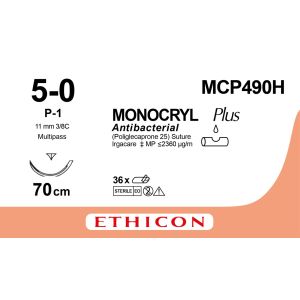Monocryl Plus ongek. 5-0, P-1 PRIME MP naald, MCP490H, 36 stuks