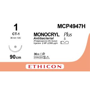 Monocryl Plus violet 1, CT-1 naald, MCP4947H, 36 stuks