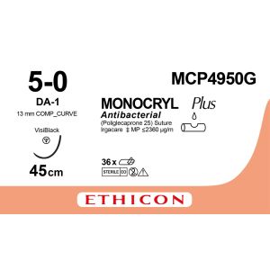 Monocryl Plus ongekleurd 5-0, DA-1 VB naald, MCP4950G, 12 stuks