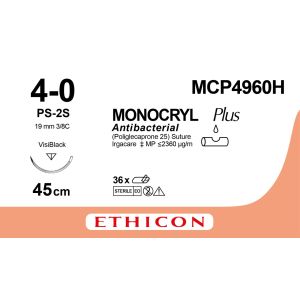 Monocryl Plus ongekleurd 4-0, PS-2 VB naald, MCP4960H, 36 stuks