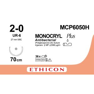 Monocryl Plus violet 2-0, UR-6 naald, MCP6050H, 36 stuks