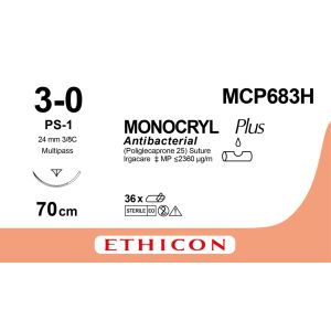 Monocryl Plus ongek. 3-0, PS-1 PRIME MP naald, MCP683H, 36 stuks