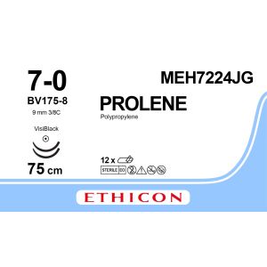Prolene blauw 7-0, BV175-8 VB naald, MEH7224JG, 12 stuks