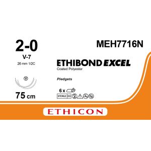 Ethibond Excel groen/wit 2-0, V-7 +8RC PLDGT FRM naald, MEH7716N, 6 stuks