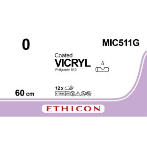 Vicryl gecoat violet 0, ENDOLOOP naald, MIC511G, 12 stuks