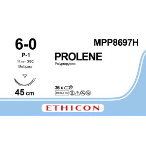 Prolene blauw 6-0, P-1 PRIME MP naald, MPP8697H, 36 stuks