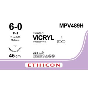 Vicryl gecoat ongekleurd 6-0, P-1 PRIME MP naald, MPV489H, 36 stuks