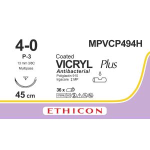 Vicryl Plus ongek. 4-0, P-3 PRIME MP naald, MPVCP494H, 36 stuks