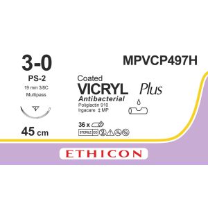 Vicryl Plus ongek. 3-0, PS-2 PRIME MP naald, MPVCP497H, 36 stuks
