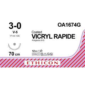 Vicryl Rapide gecoat ongekleurd 3-0, V-5 naald, OA1674G, 12 stuks