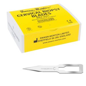 Swann Morton baarmoederhals biopsie scalpelmesjes RVS, steriel