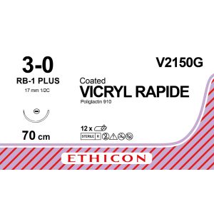 Vicryl Rapide gecoat ongekleurd 3-0, RB-1 PLUS naald, V2150G, 12 stuks