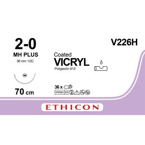 Vicryl ongekleurd 2-0, MH naald, V226H, 12 stuks