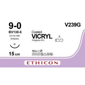 Vicryl Uc Mono violet 9-0, BV130-5 MP naald, V239G, 12 stuks