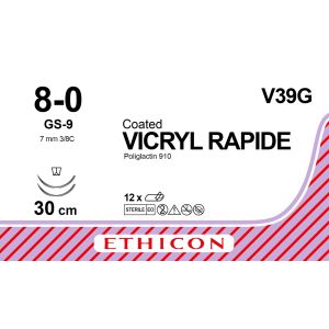 Vicryl Rapide violet 8-0, GS-9 naald, V39G, 12 stuks