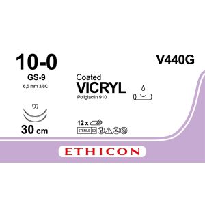 Vicryl Uc Mono violet 10-0, GS-9 naald, V440G, 12 stuks