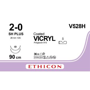 Vicryl gecoat violet 2-0, SH PLUS naald, V528H, 36 stuks