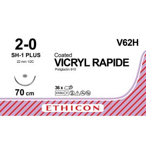 Vicryl Rapide gecoat ongekleurd 2-0, SH-1 PLUS naald, V62H, 36 stuks