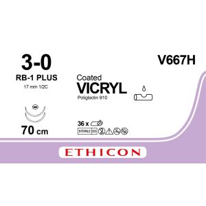 Vicryl gecoat violet 3-0, RB-1 PLUS naald, V667H, 36 stuks
