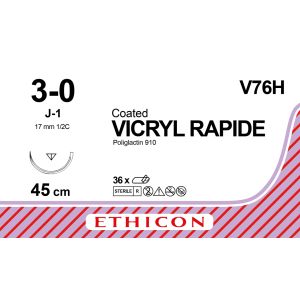 Vicryl Rapide gecoat ongekleurd 3-0, J-1 naald, V76H, 36 stuks