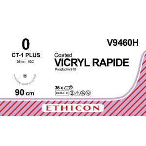 Vicryl Rapide gecoat ongek. 0, CT-1 PLUS naald, V9460H, 36 stuks