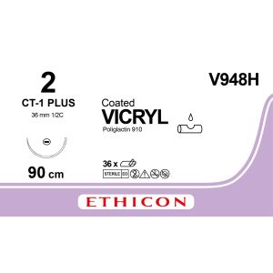 Vicryl gecoat ongekleurd 2, CT-1 PLUS naald, V948H, 36 stuks