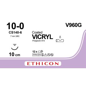 Vicryl Uc Mono violet 10-0, CS140-6 naald, V960G, 12 stuks