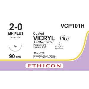 Vicryl Plus gecoat violet 2-0, MH PLUS naald, VCP101H, 36 stuks