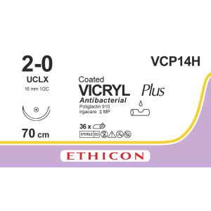 Vicryl Plus gecoat violet 2-0, UCLX naald, VCP14H, 36 stuks