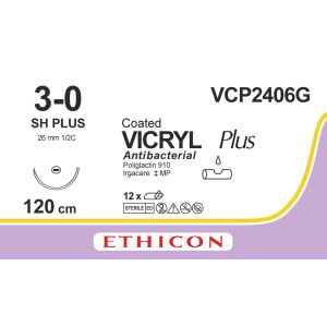 Vicryl Plus violet 3-0, SH PLUS naald, VCP2406G, 12 stuks