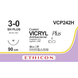 Vicryl Plus violet gecoat 3-0, SH PLUS naald, VCP242H, 36 stuks